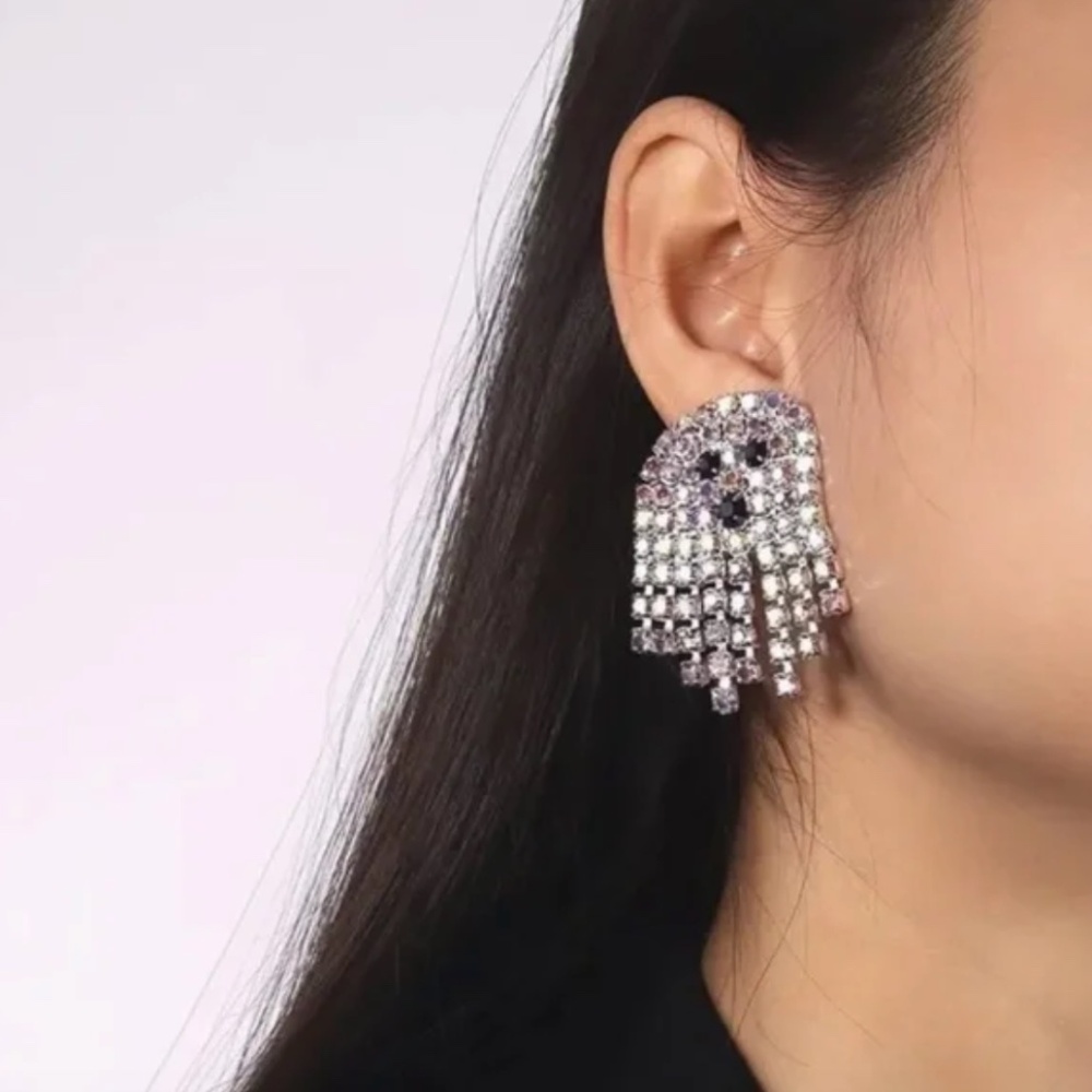 ❤️ FREE Ghost Halloween Rhinestone Drop Party Holiday Artsy Cartoon Earrings